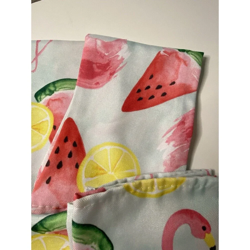 8 Watermelon & Flamingo Print Napkins Cloth 16.5” X 16.5” Summer Party